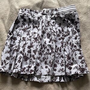 Floral Pleated Golf Women's Skirt Skort - brown and White